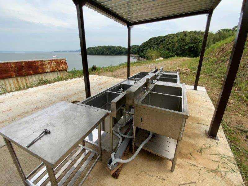 西海橋オートキャンプ場 第2・第3サイト近くの流し台